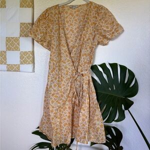 Madewell Yellow Floral Wrap Dress